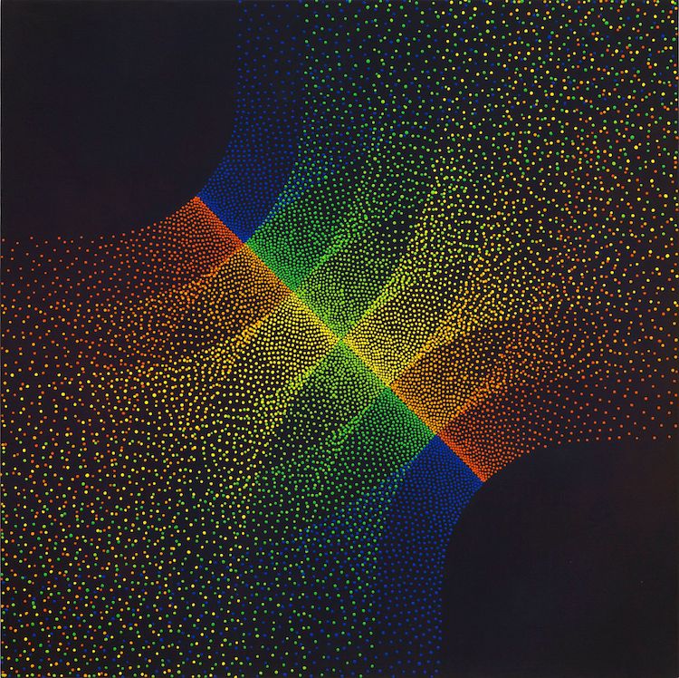 Julio Le Parc. Alchimie 385, 2017. Acrylic on canvas. 100 x 100 cm. © Julio Le Parc _ ADAGP, Paris & SACK, Seoul 2019. Courtesy Perrotin